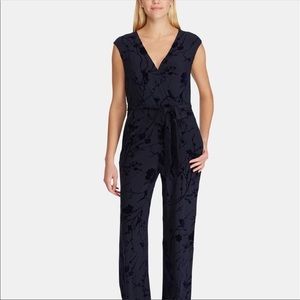 Lauren Ralph Lauren Navy Velvet Flocked Jumpsuit